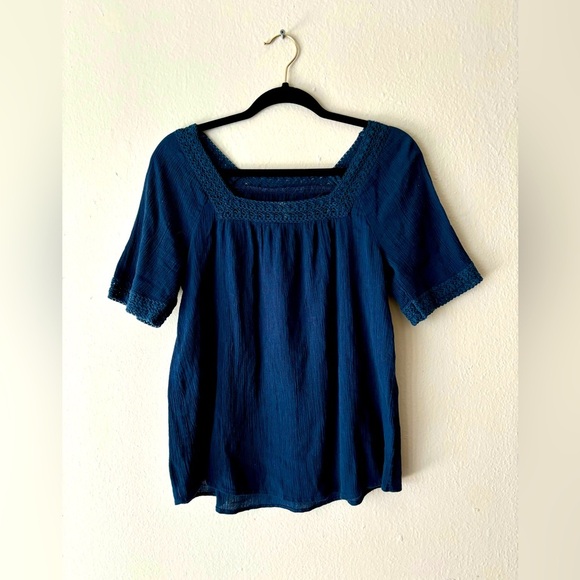SONOMA WOMEN'S TOP NAVY BLUE SUMMER SIZE SMALL babydoll lightweight - Picture 1 of 7